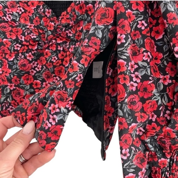 NWOT Zara Multicolor Floral Print Cropped Puffed 3/4 Sleeves Top Size S - Picture 7 of 7